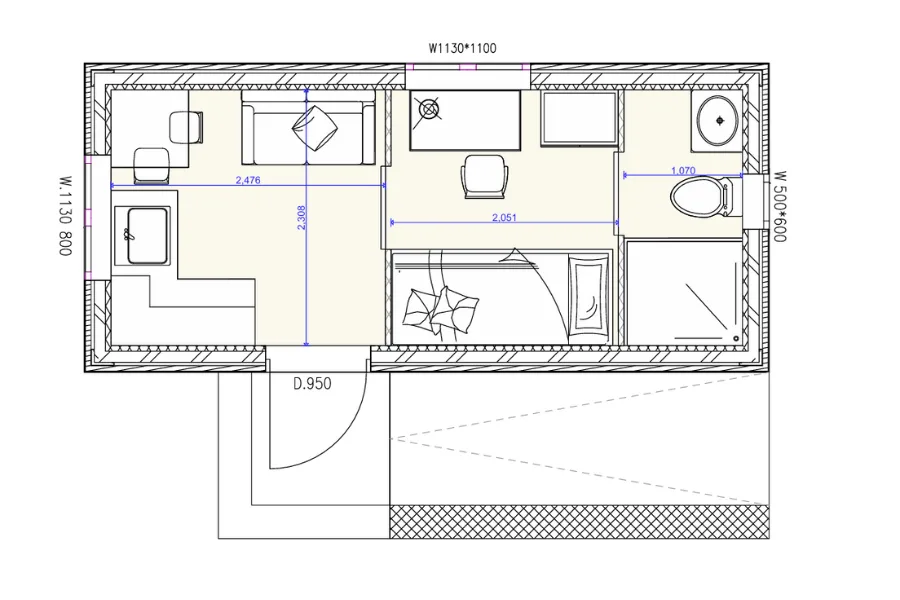 studio unit floor plan 20ft