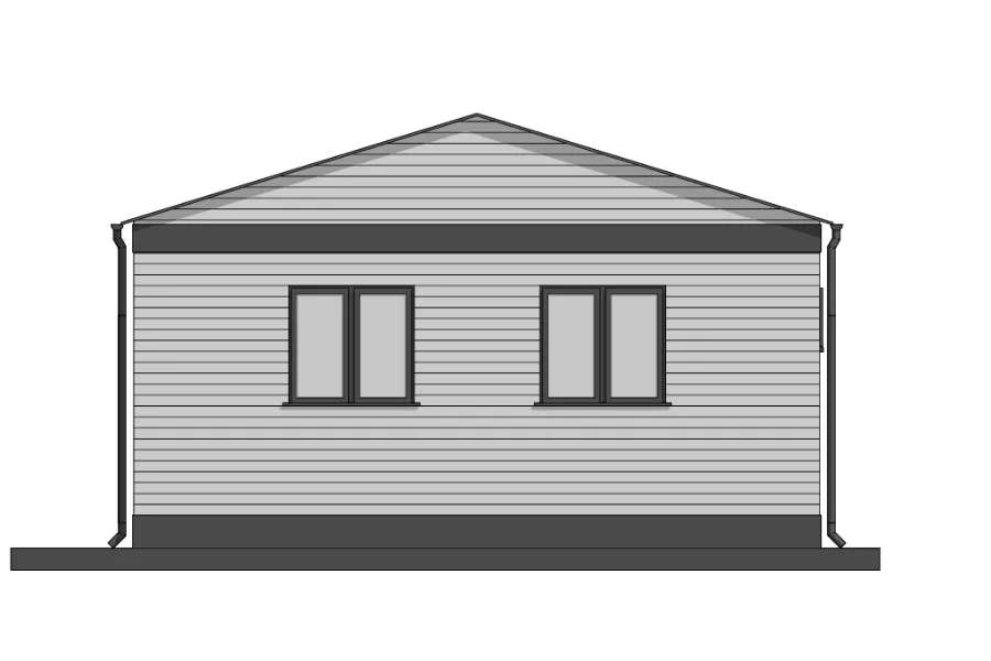 2d drawing of a 2 bed modular unit from a left angle