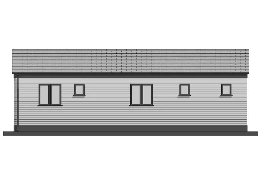 a drawing of a 3 bed residential unit showcasing a rear angle